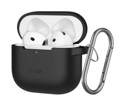 Etui na słuchawki Tech-Protect Silicone Hook do Apple AirPods 4. generacji Black